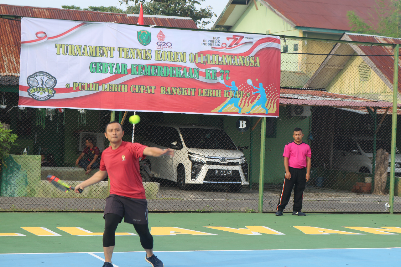 Korem 011/LW Gelar Turnamen Tennis Lapangan Dalam Rangka HUT-RI Ke-77