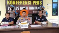 Kapolres Aceh Tamiang Mengadakan Konferensi pess uang Palsu dan Pencurian Kabel PN