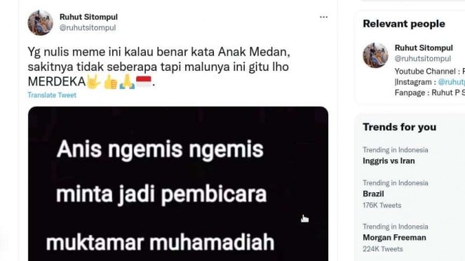 Ruhut Unggah Meme Anies Ngemis Jadi Pembicara Muktamar Muhammadiyah, Musni Umar: Berhentilah Fitnah