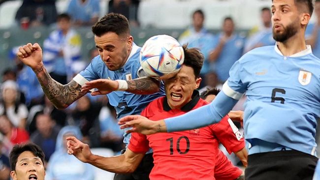 Laga Seru, Uruguay vs Korea Selatan Imbang di Babak Pertama