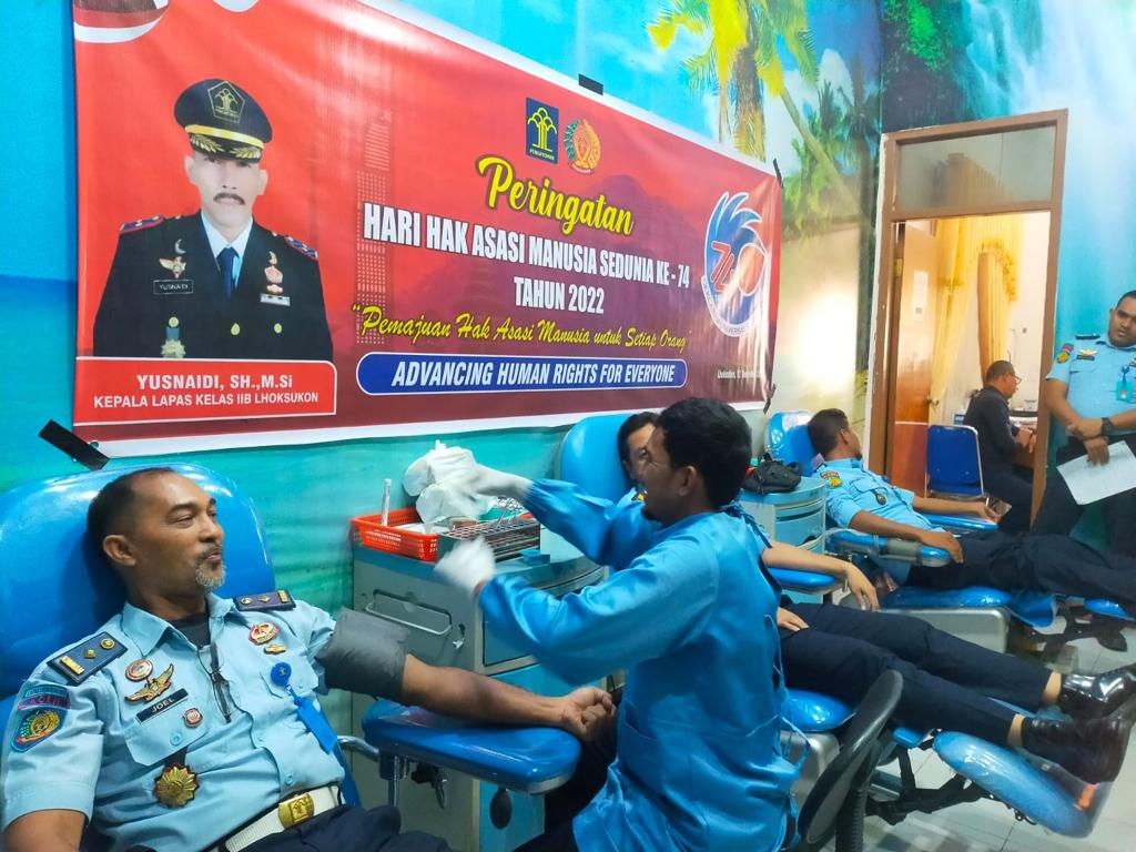 Peringati Hari Hak Asasi Manusia ke 74 Pegawai Lapas Lhoksukon Gelar Donor Darah