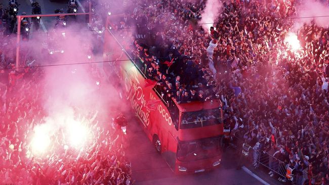 FOTO: Pulang Kampung, Maroko Disambut Bak Juara