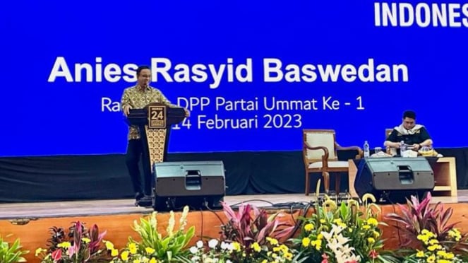 Di Rakernas Partai Ummat, Anies Umbar Pujian Perjuangan Amien Rais