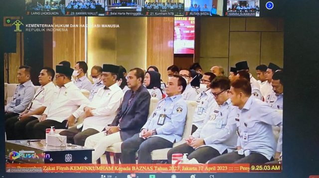 Kemenkumham Serahkan Zakat Fitrah Ke Baznas, Disaksikan Kalapas Lhoksukon Beserta Jajaran Secara Virtual