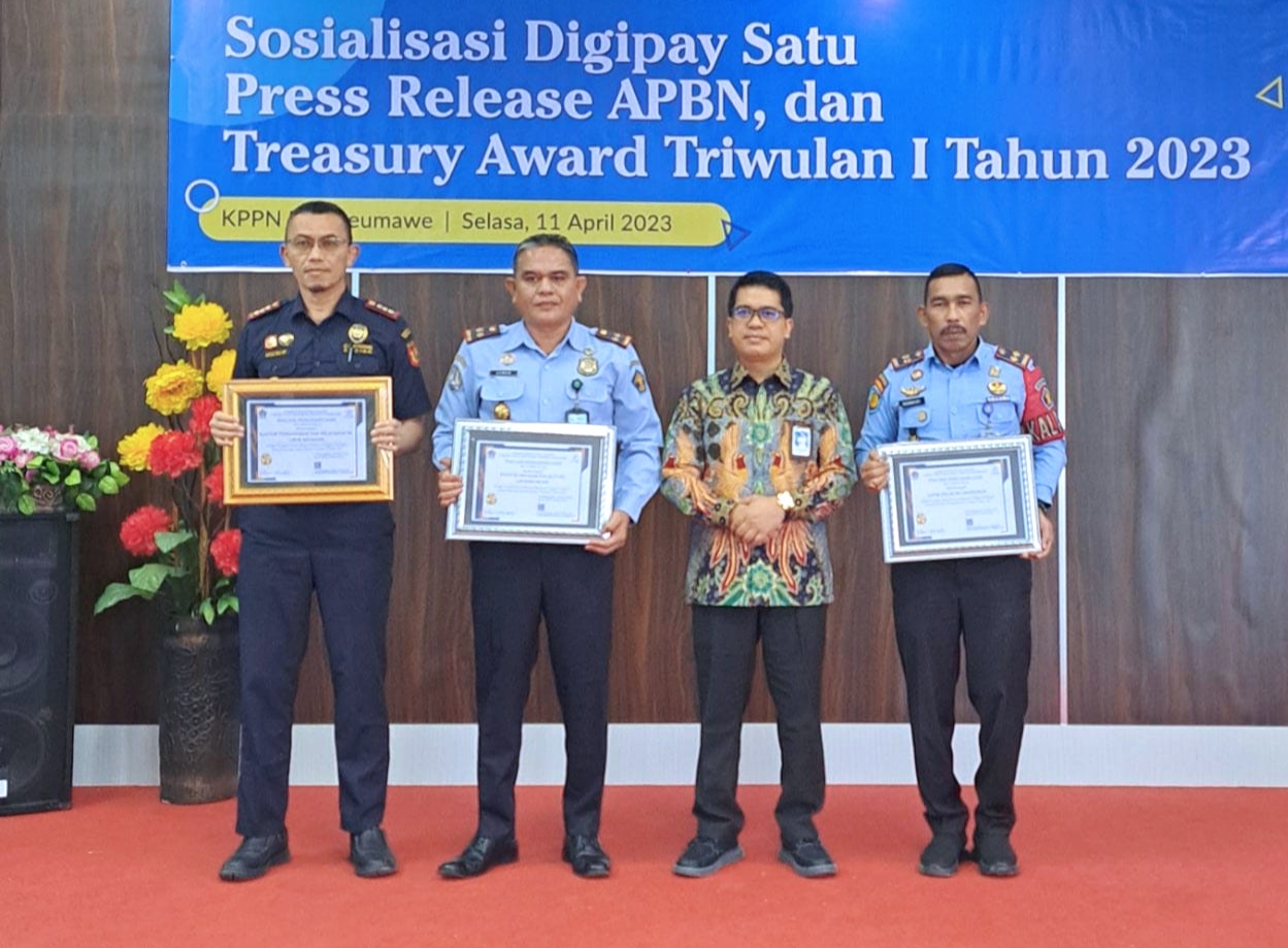 Lapas IIb Lhoksukon Raih Penghargaan Dalam Treasury Award Triwulan I Tahun 2023