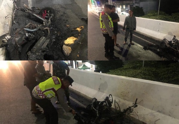 Sepeda Motor Milik Warga Yang Terbakar di Flyover Diamankan Polisi