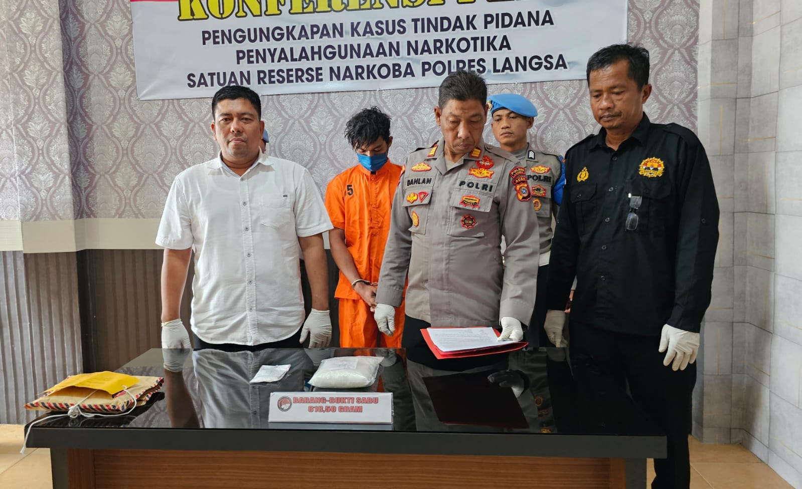 Tim Satnarkoba Polres Langsa,Telah Meringkus Bandar Narkoba Jenis Sabu 818,50 Gram Warga Aceh Timur