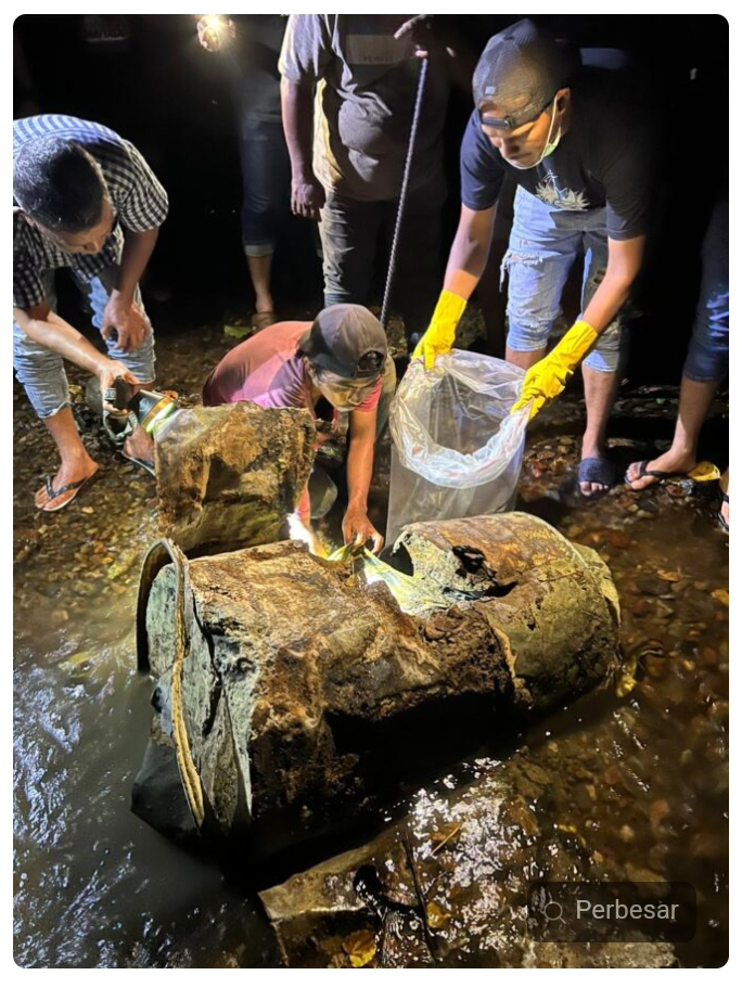 Penemuan Kerangka Manusia dalam Drum di Sungai Jurong Iboh, Aceh Besar. Polisi akan menguji DNA korban