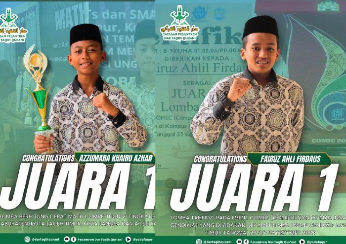 Santri Dar Faqih Qurani Berhasil Meraih Juara pada Math Competition dan Event Comic