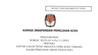 DCT ACEH TAMIANG PENGUMUMAN DAFTAR CALON TETAP ANGGOTA DPRK ACEH TAMIANG DALAM PEMILIHAN UMUM TAHUN 2024