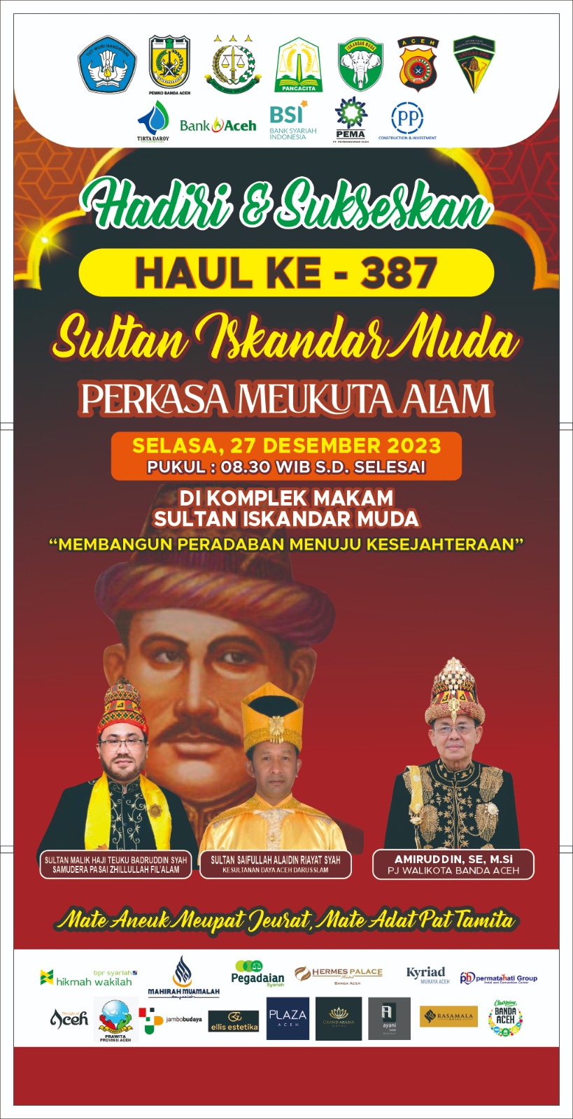 Acara haul ke 387 siap di gelar di Komplek Baperis Makan Sultan  Iskandar Muda