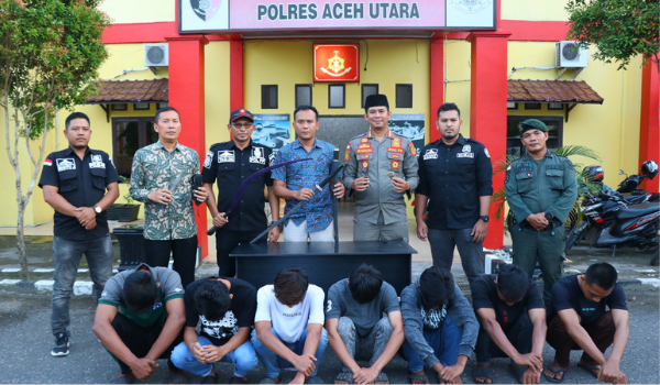 Polres Aceh Utara Amankan 7 Remaja Usai Viral Foto Pakai Senjata Tajam