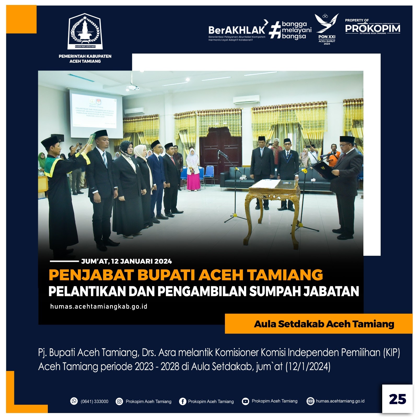 Pj, Bupati Aceh Tamiang Lantik 5 Komisioner KIP