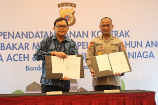 Polda Aceh Dan PT Pertamina Patra Niaga Gelar Penandatanganan Kontrak Pengadaan Bahan Bakar Minyak Dan Pelumas T.A 2024