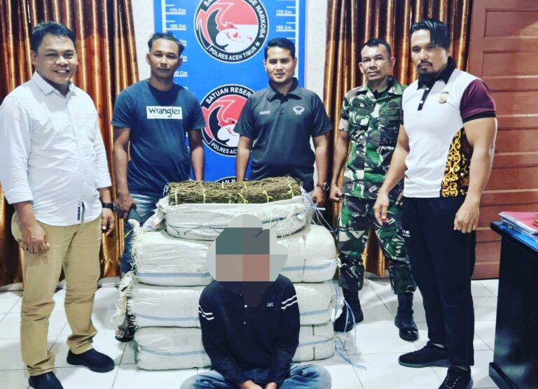 Kodim 0104/Atim Amankan 75 KG Ganja Dalam Empat Karung