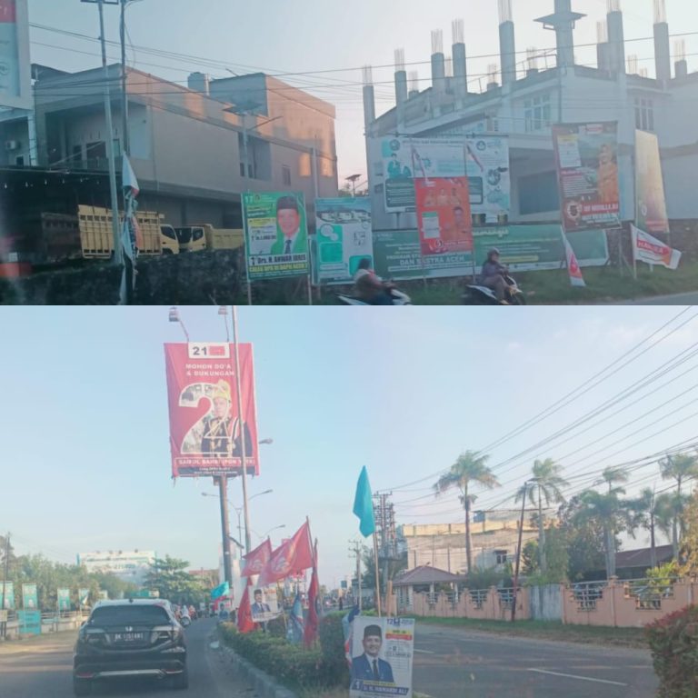 Memasuki Masa Tenang, APK Caleg Masih Bertebaran Di Kota Lhokseumawe, Ini Kata Panwaslih