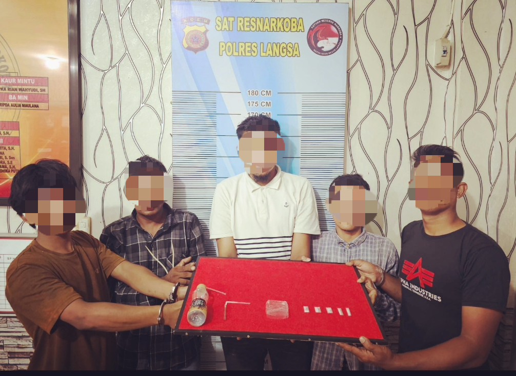 Unggah Pesta Sabu Di FB, Polres Langsa Tangkap Lima Pelaku