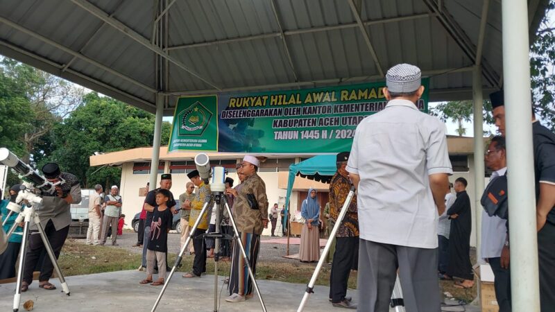 Pelaksanaan Rukyat Hilal Tim Kemenag Lhokseumawe di Bukit Tiron PT Perta Arun Gas Ikut Mendukung