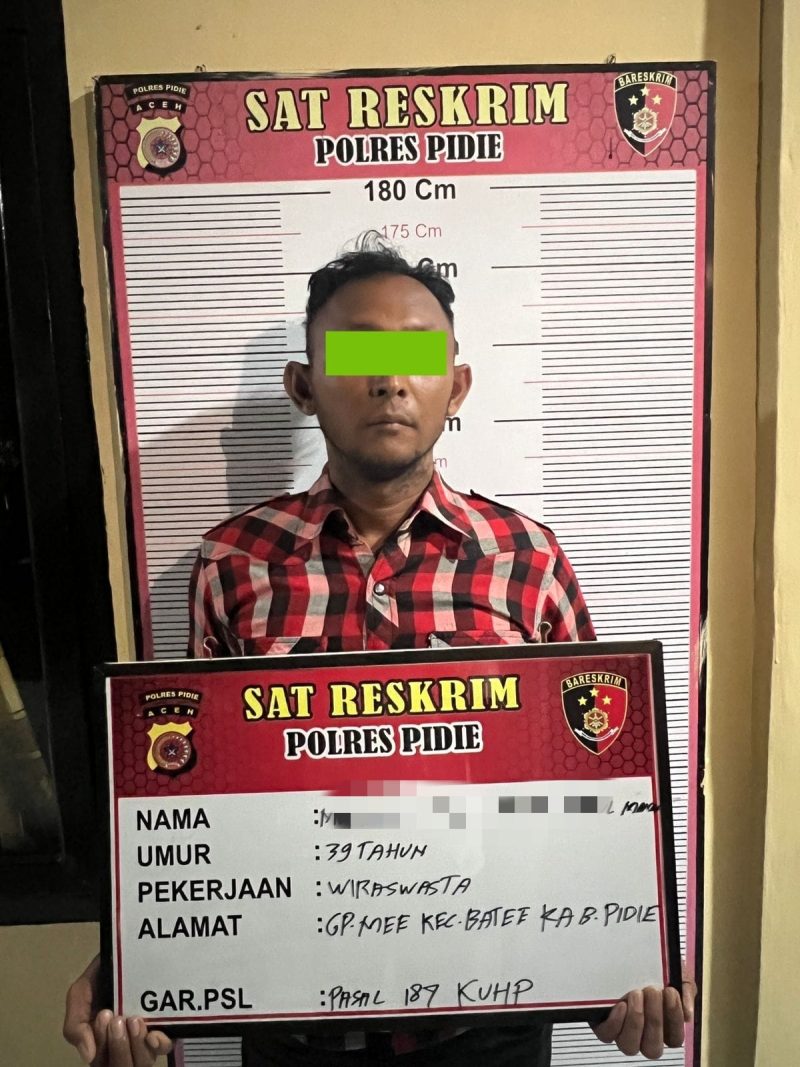 Diduga Bakar Rumah Istrinya, Polres Pidie Amankan SA