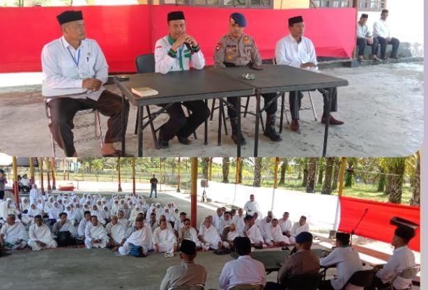 Melaksanakan Simulasi Pelaksanaan Ibadah Haji di Mako Brimob Batalyon C Pelopor Jamaah Haji Kabupaten Nagan Raya