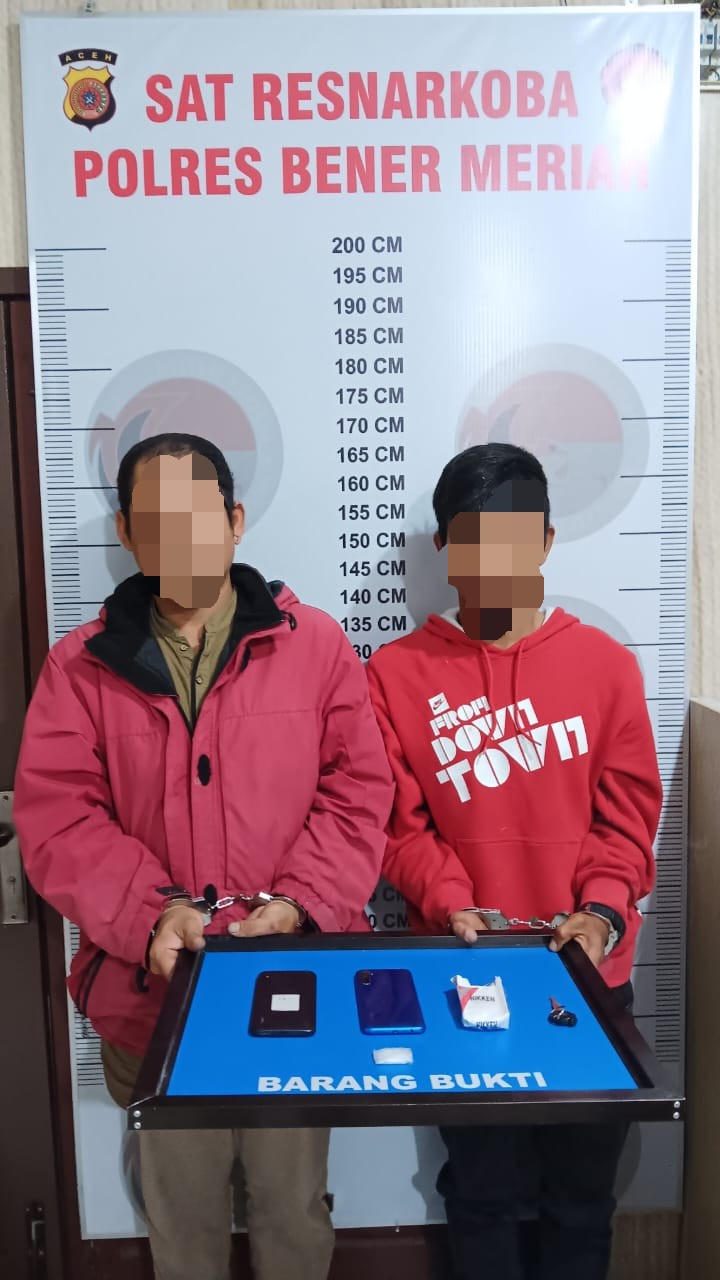 Satreskoba Polres Bener Meriah Amankan Dua Pria dan 4 Gram Sabu