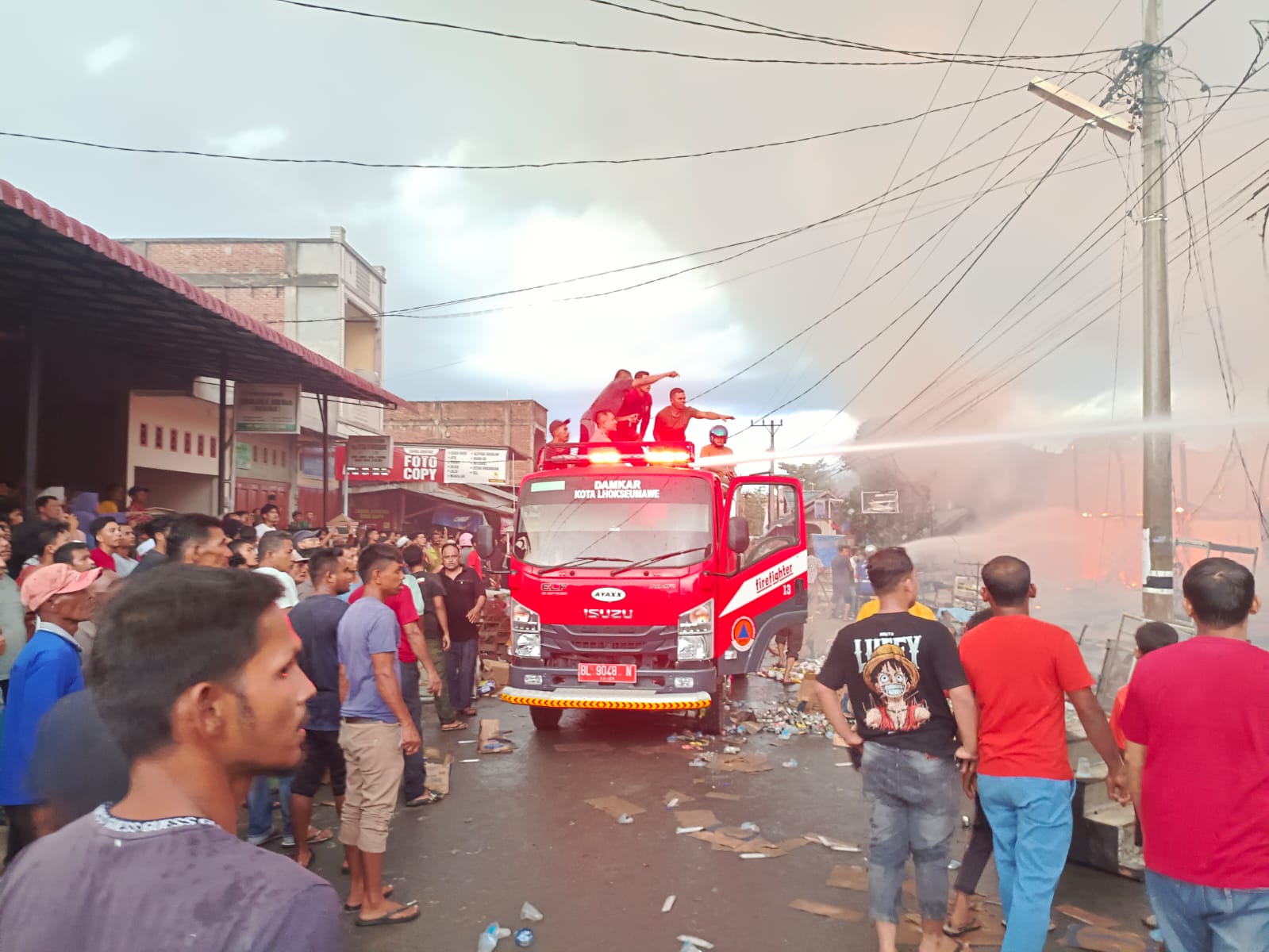 Terbakar, 10 Unit Ruko Semi Permanen di Aceh Utara