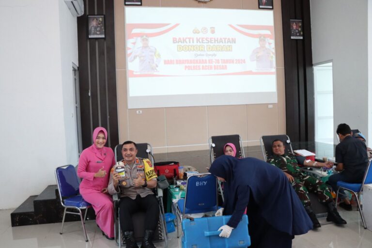 Polres Aceh Besar Gelar Bakti Kesehatan Donor Darah, Hari Bhayangkara ke-78