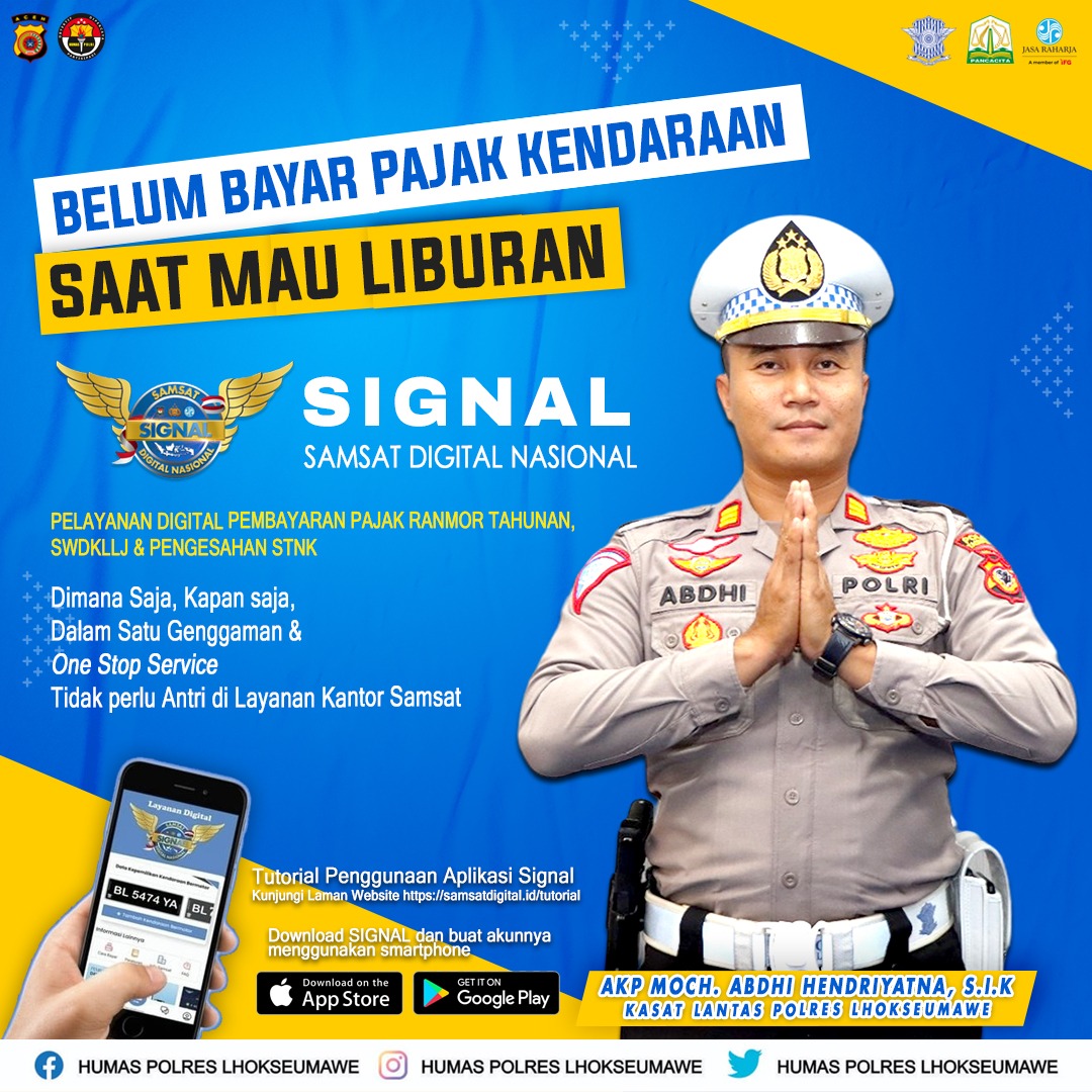 One Stop Servis, Kasat Lantas Polres Lhokseumawe Imbau Warga Bayar STNK Gunakan Aplikasi Signal