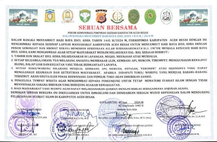 Forkopimda Aceh Besar Larang Bakar Petasan Sambut Idul Adha