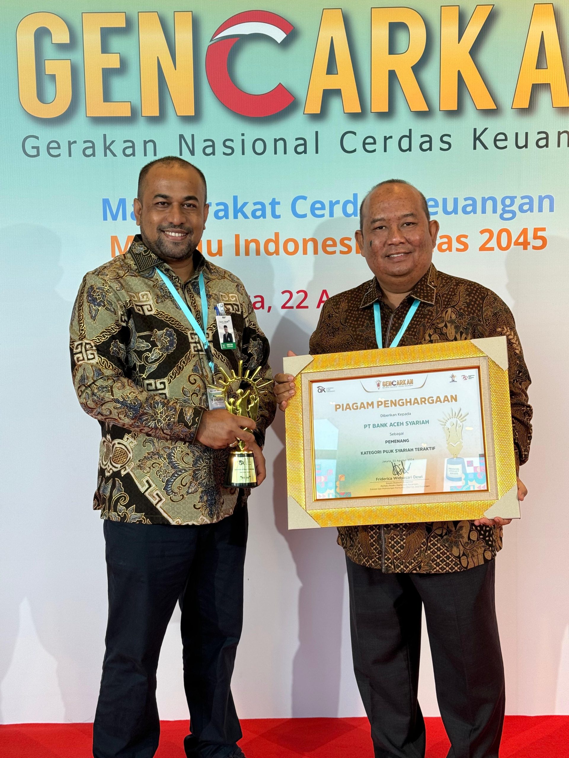 Bank Aceh Raih Penghargaan OJK “Financial Literacy Award 2024”