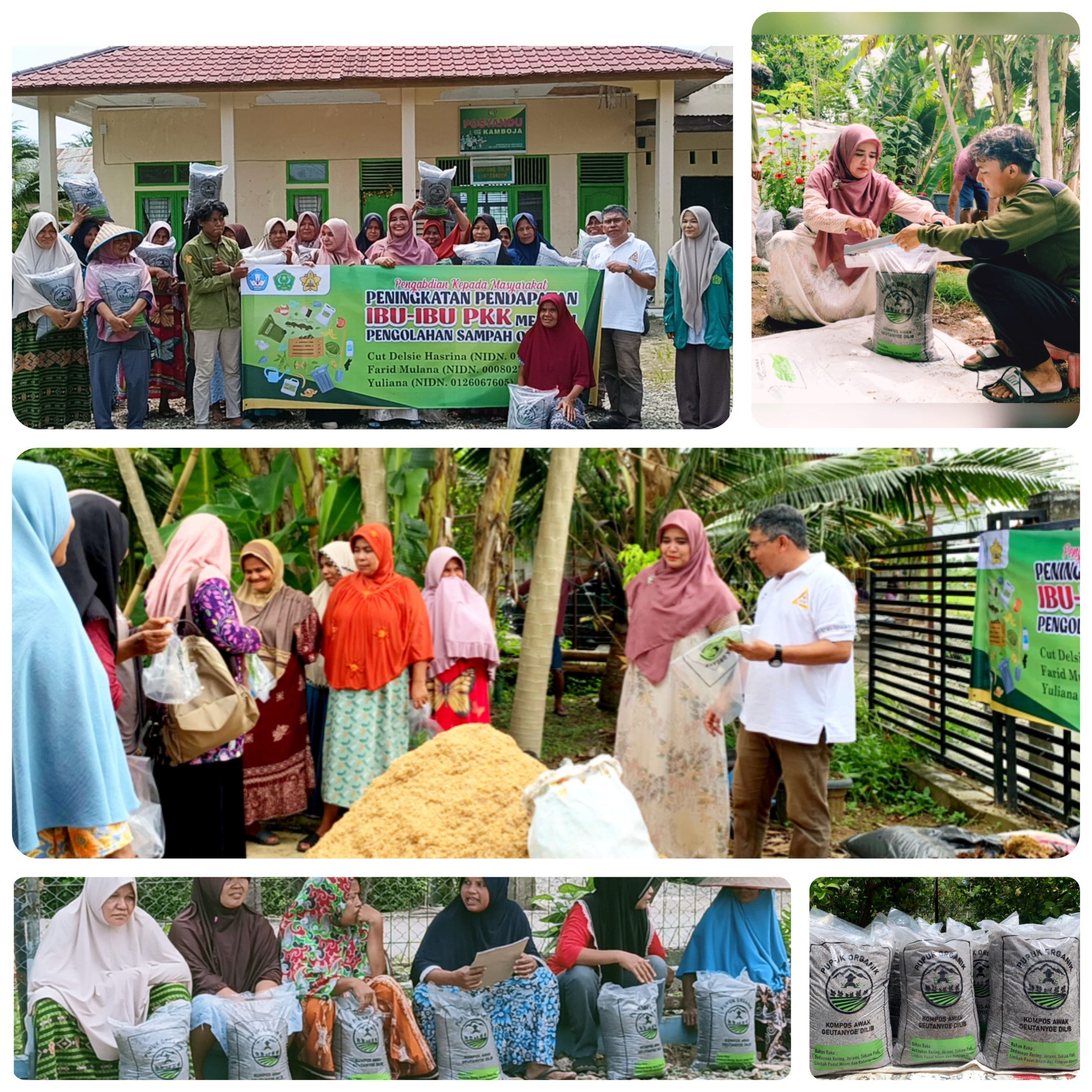 Fakultas Ekonomi dan Bisnis Univ. Abulyatama Bersama Warga Desa Dilib melakukan Pengolahan Pupuk Organik