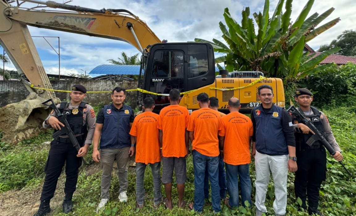 Polisi Tangkap 5 Pelaku Penambang Emas Ilegal di Nagan Raya