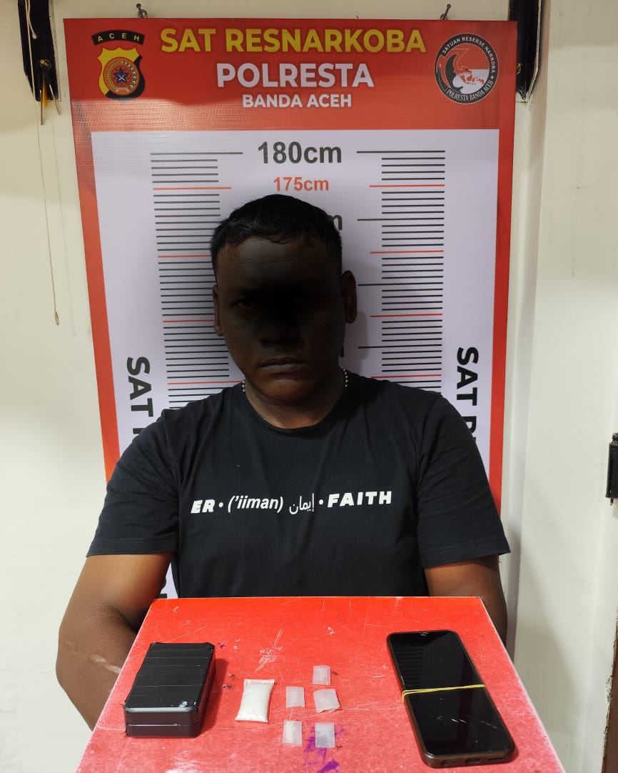 Polresta Banda Aceh Tangkap Pengedar Narkoba, 6 Paket Sabu Diamankan