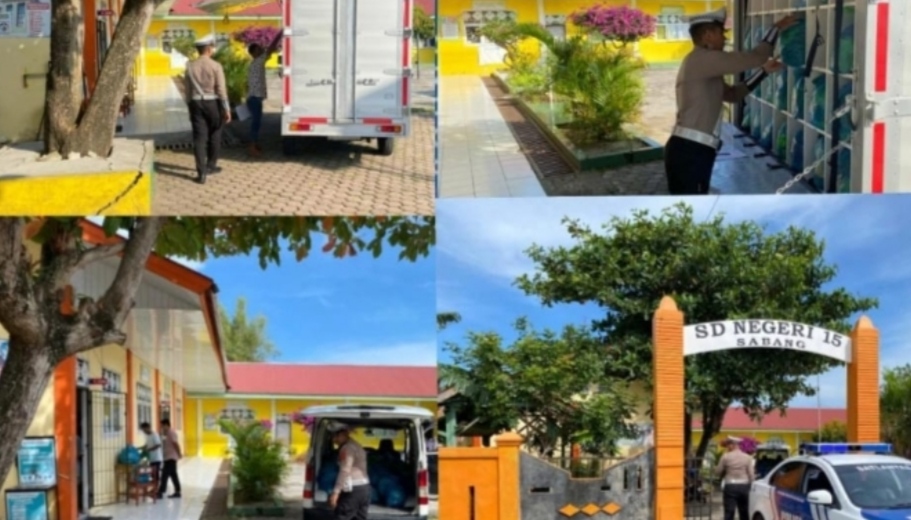 Satlantas Polres Sabang Kawal Distribusi Makanan Bergizi untuk Siswa
