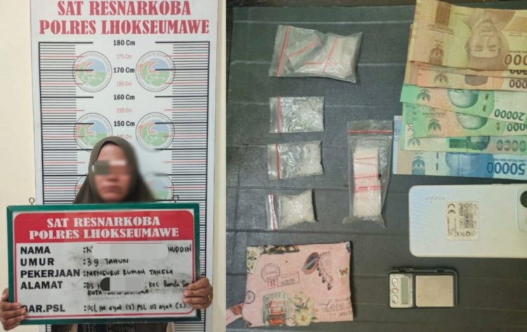 Polisi Tangkap Seorang IRT Terduga Pengedar Sabu di Lhokseumawe