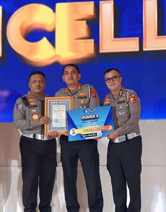 Ditlantas Polda Aceh Terima Penghargaan dari Kakorlantas Polri Sebagai Juara Dua ICell Award 2025