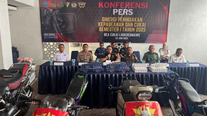 Bea Cukai Lhokseumawe Bersama Aparat Gabungan Berhasil Gagalkan Penyelundupan Barang Ilegal dan Peredaran Narkotika Lebih dari 1 Ton