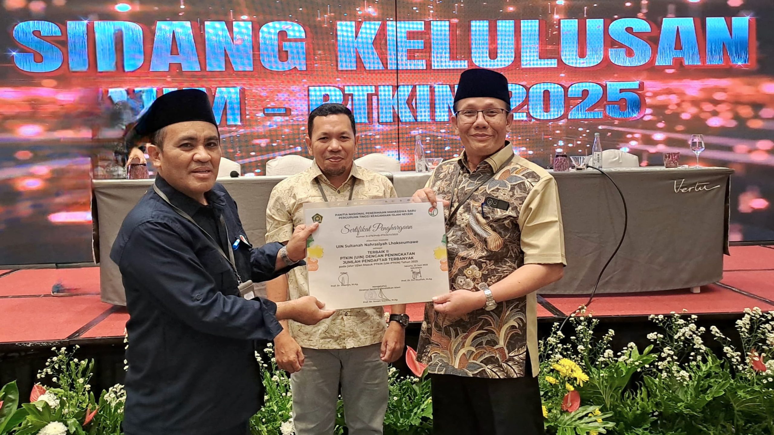 UIN Sultanah Nahrasiyah Lhokseumawe Sabet Penghargaan Nasional: Peningkatan Pendaftar UM-PTKIN Tertinggi 2025