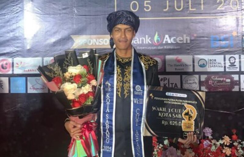 Ari Maulana, Mahasiswa KPI UIN Ar-Raniry Raih Wakil III Duta Wisata Kota Sabang 2025