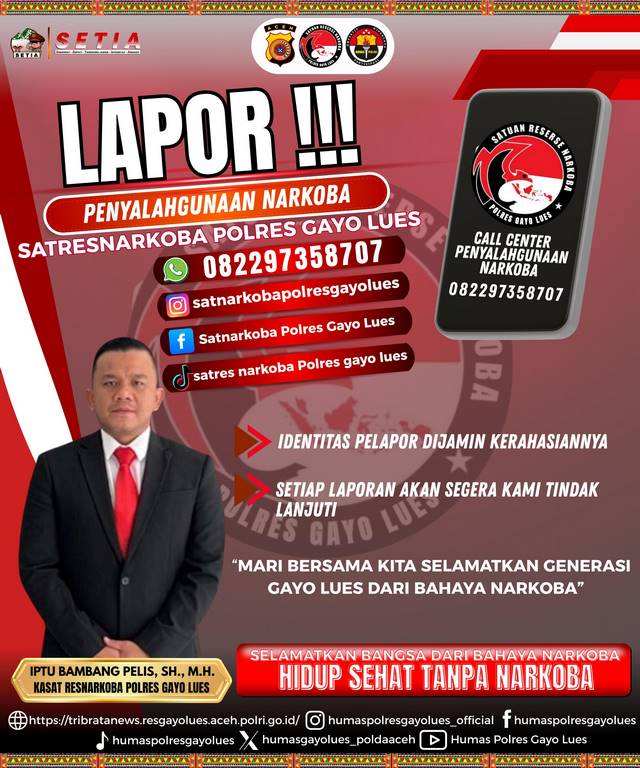 Polres Gayo Lues Buka Call Center Pengaduan Narkoba: Ajak Masyarakat Bergerak Bersama Lawan Peredaran Gelap