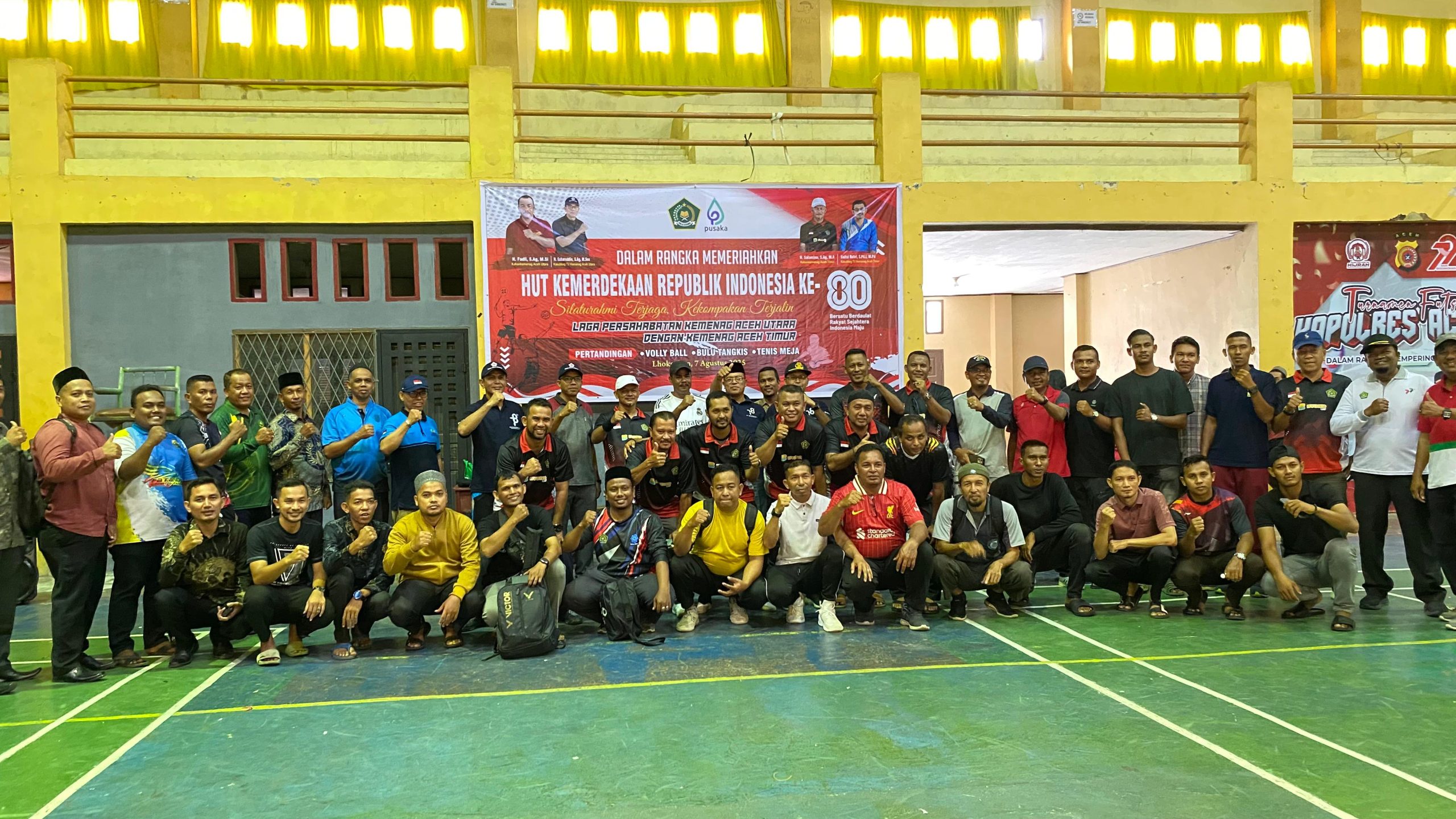 Sambut HUT RI Ke 80, Kemenag Aceh Utara Gelar Laga Persahabatan Dengan Kemenag Aceh Timur