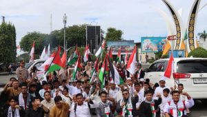 Singgung PBB-Atlet Israel, Ratusan Massa Suarakan Aksi Bela Palestina di Banda Aceh, Ini Tuntutannya