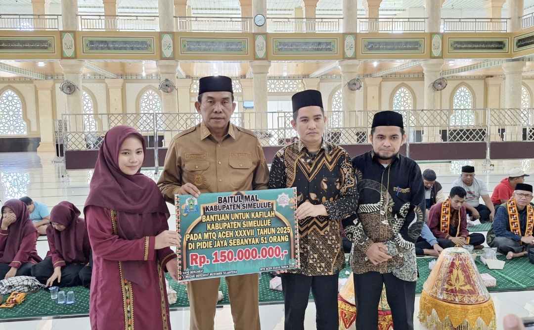 Apresiasi Atas Prestasi Tingkat Provinsi Aceh, Kafilah MTQ Simeulue Disambut Dengan Peusejuk